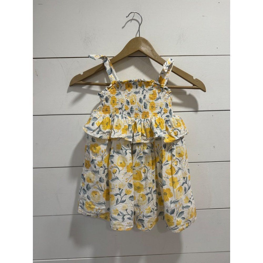 Cupcakes & Cashmere Girls Yellow Floral Smocked Summer/ Spring Dress 3T